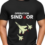 Operation Sindoor Military Fighter Jets Graphic T-Shirt, Black Cotton, Crew Neck