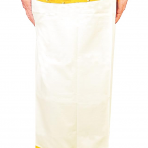 Mens Rich Jari Border 100% Cotton Cream Dhoti 4.00 Meters Double Mundu/Vesti