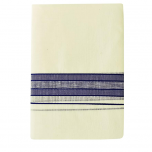 Mens Fancy Border 100% Cotton Cream Dhoti 4.00 Meters Double Mundu/Vesti