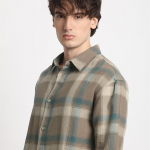 Men's Brown Checked Relaxed Fit Cotton Casual Shirt